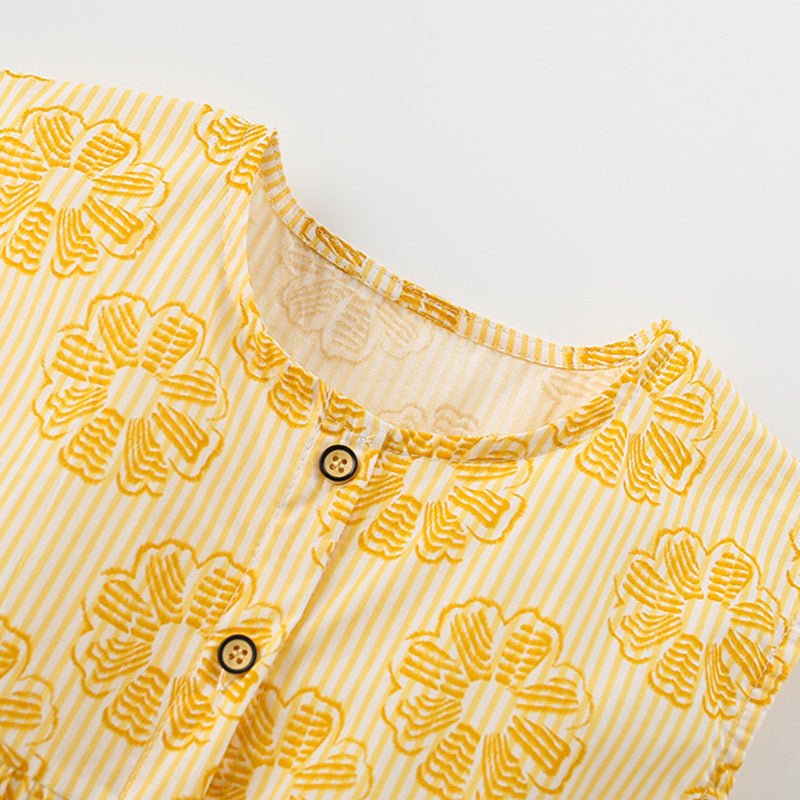 Meisjes Zomerjurk — Geel met Bloemenprint - Kaniboo Kids