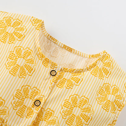 Meisjes Zomerjurk — Geel met Bloemenprint - Kaniboo Kids