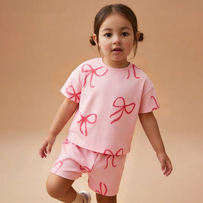 Meisjes Zomerset — T-shirt en Shorts met Strikjesprint - Kaniboo Kids