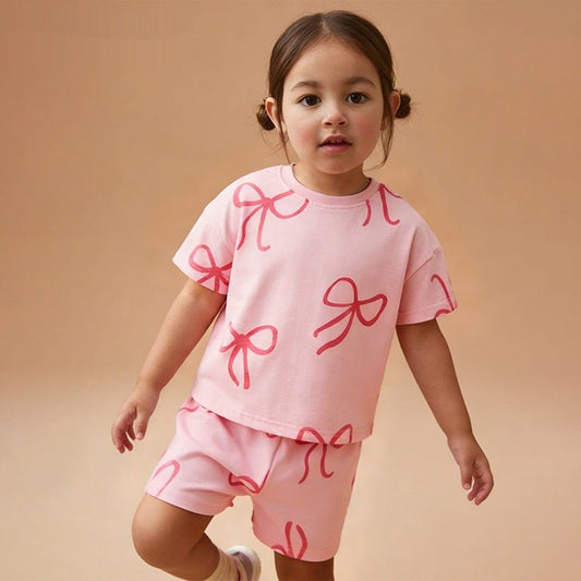 Meisjes Zomerset — T-shirt en Shorts met Strikjesprint - Kaniboo Kids