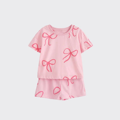 Meisjes Zomerset — T-shirt en Shorts met Strikjesprint - Kaniboo Kids