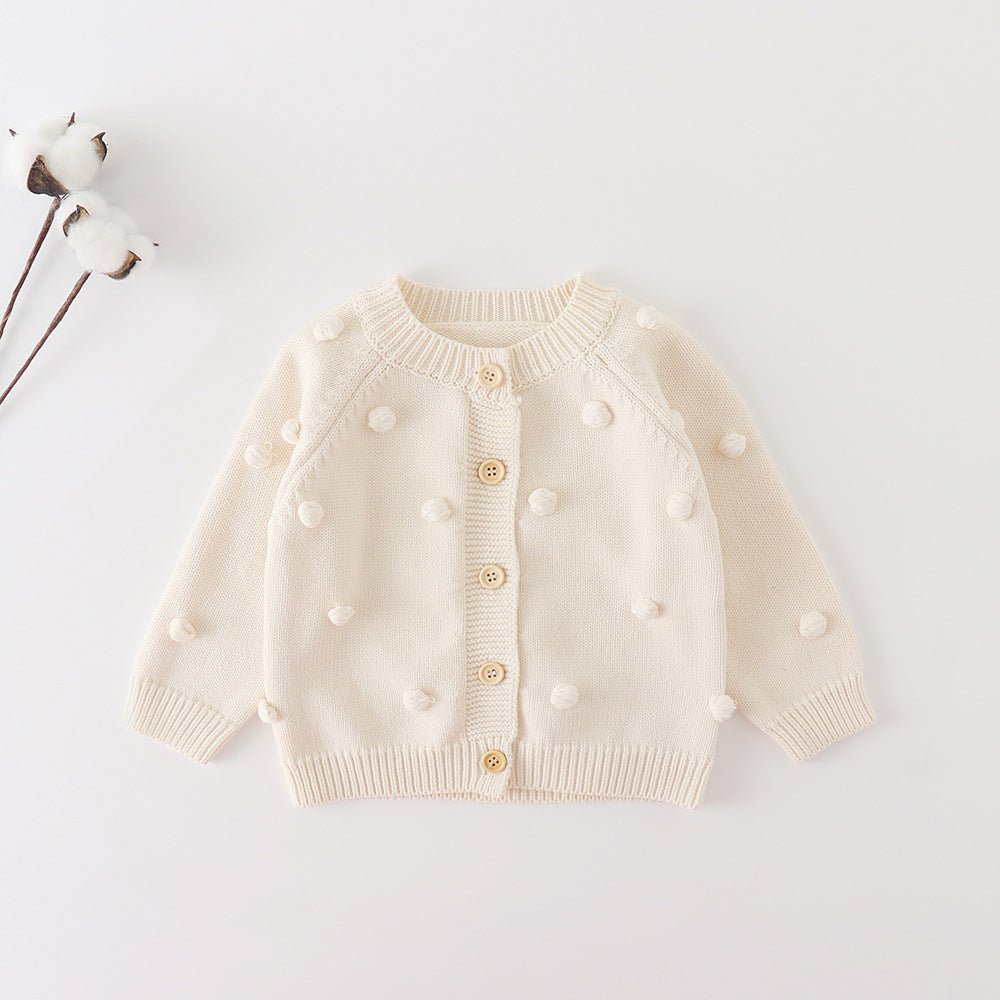 Pompom Baby Vestje - Gebreid Vestje met 3D Bolletjes - KANIBOO