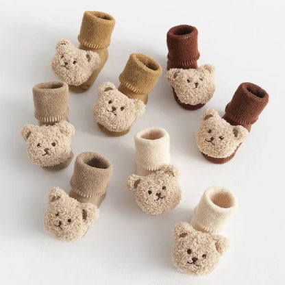Baby Sokjes met Beer Applicatie - Zachte Anti-Slip Sokken - Kaniboo Kids