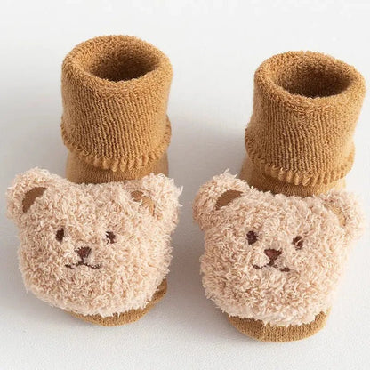 Baby Sokjes met Beer Applicatie - Zachte Anti-Slip Sokken - Kaniboo Kids