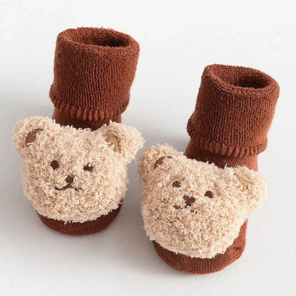 Baby Sokjes met Beer Applicatie - Zachte Anti-Slip Sokken - Kaniboo Kids