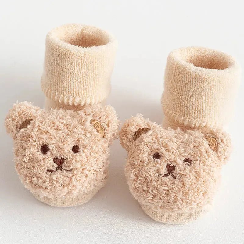 Baby sokken beer applicatie beige