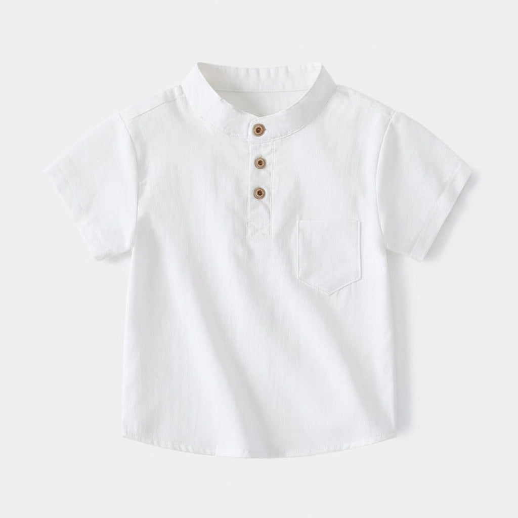 V-hals Shirt Korte Mouw - Jongens Katoenen Shirt - KANIBOO
