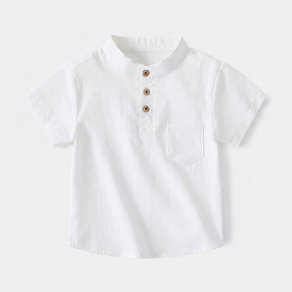 V-hals Shirt Korte Mouw - Jongens Katoenen Shirt - KANIBOO